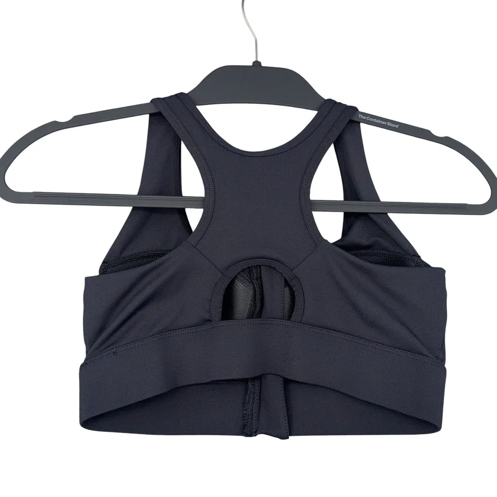 Dazy Womens Black Front Zip Racerback High Impact Sports Bra Size M Activewear‎